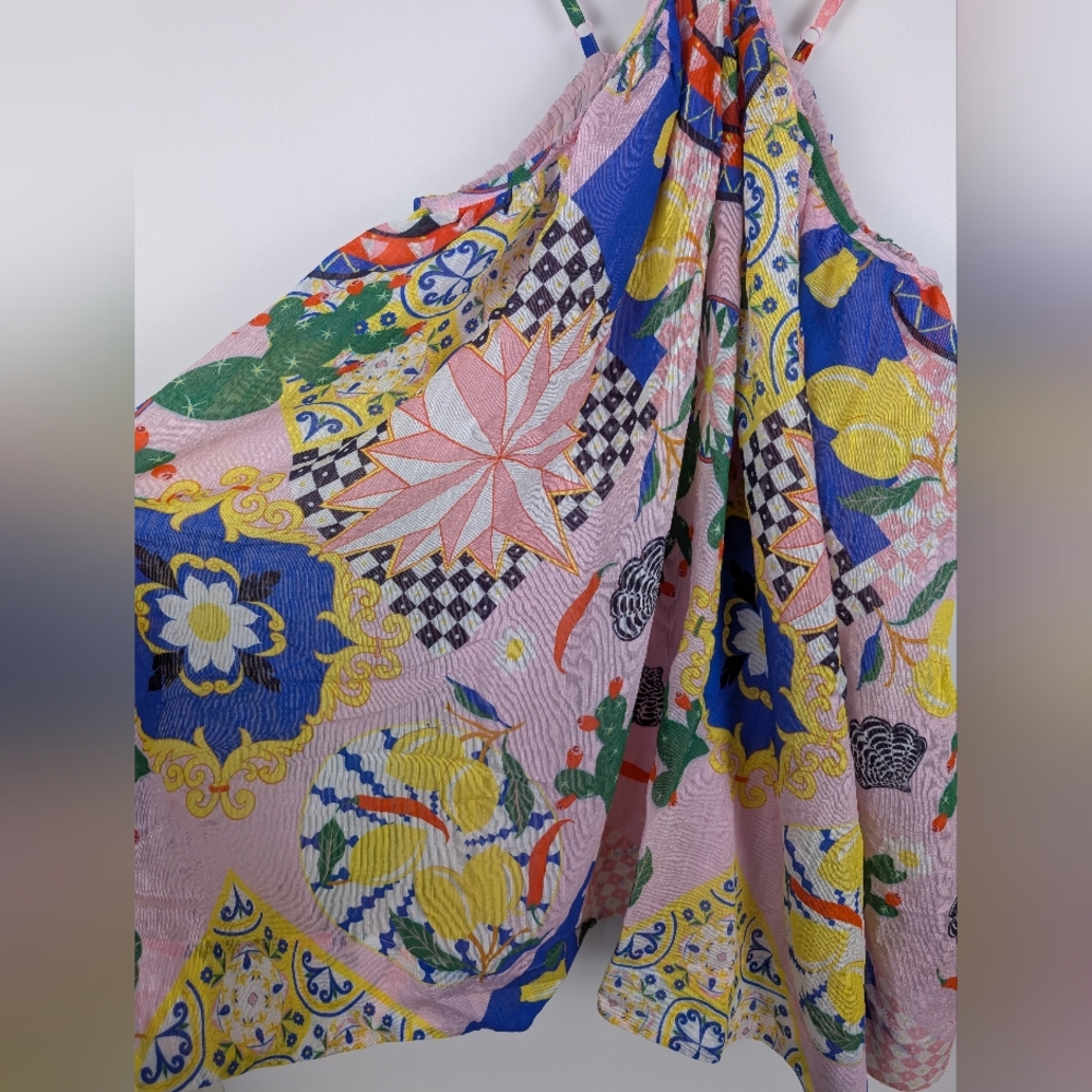 Maeve Printed Halterneck Swing Mini Dress XL Tugboat Printshop Colorful Vibrant - Picture 6 of 14